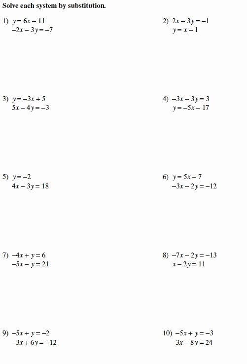 Systems Of Equations Substitution Worksheet Inspirational Warrayat Instructional Unit