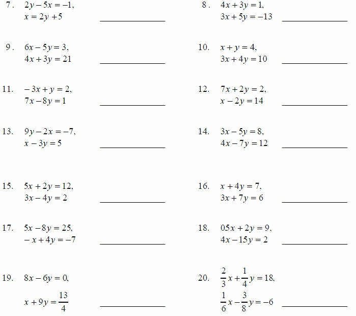 Systems Of Equations Substitution Worksheet Lovely Substitution Method Worksheet