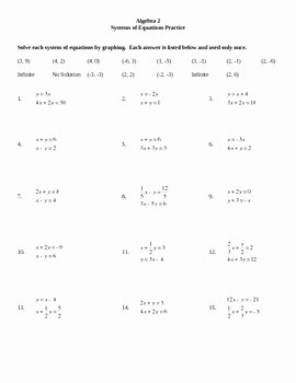 Systems Of Equations Worksheet New solving Systems Of Equations Practice Worksheet by Lexie