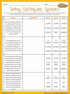 Systems Word Problems Worksheet Elegant Word Problem Thanksgiving Worksheets – Festival Collections