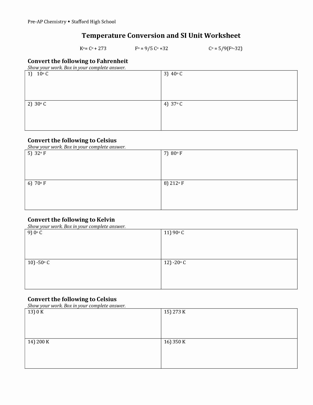 50 Temperature Conversion Worksheet Answer Key