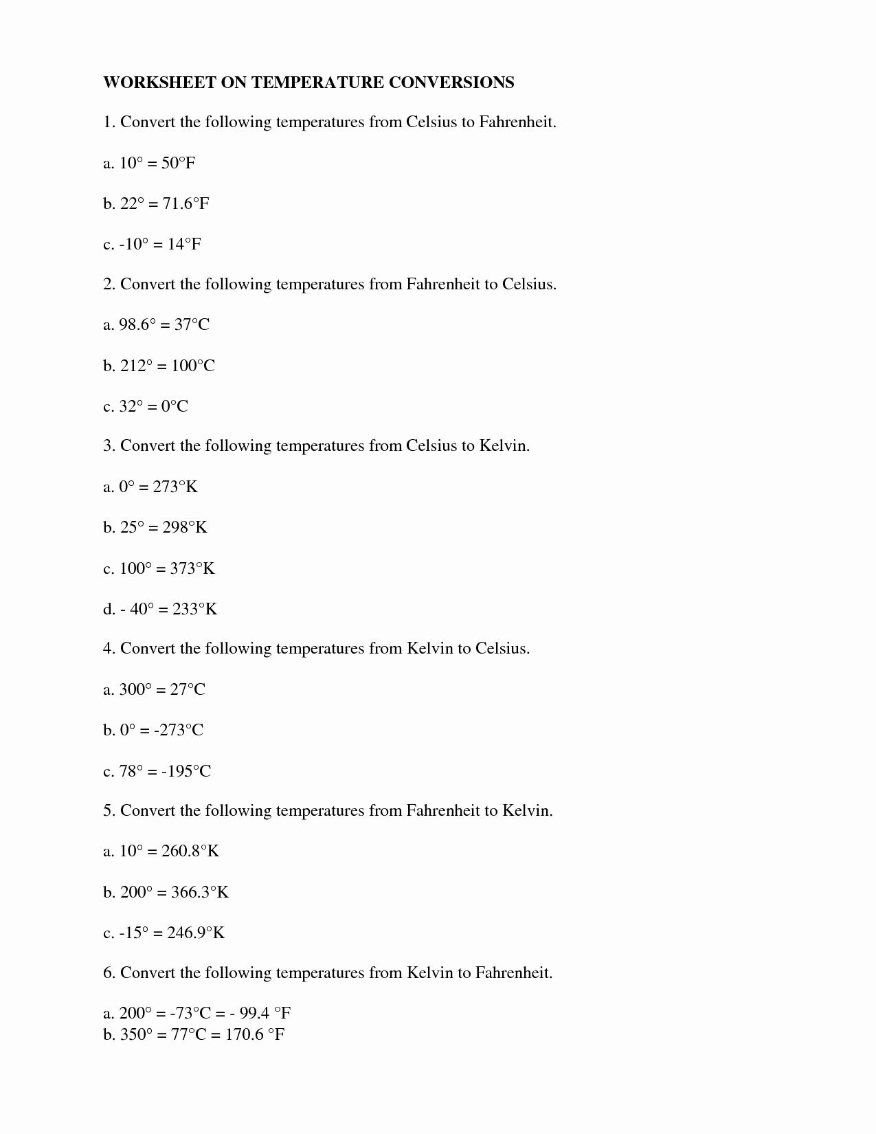 Temperature Conversion Worksheet Answer Key New Celsius and Fahrenheit thermometer Worksheet