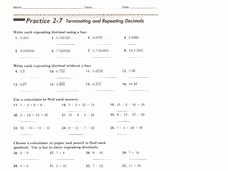Terminating and Repeating Decimals Worksheet Luxury Pin On Education