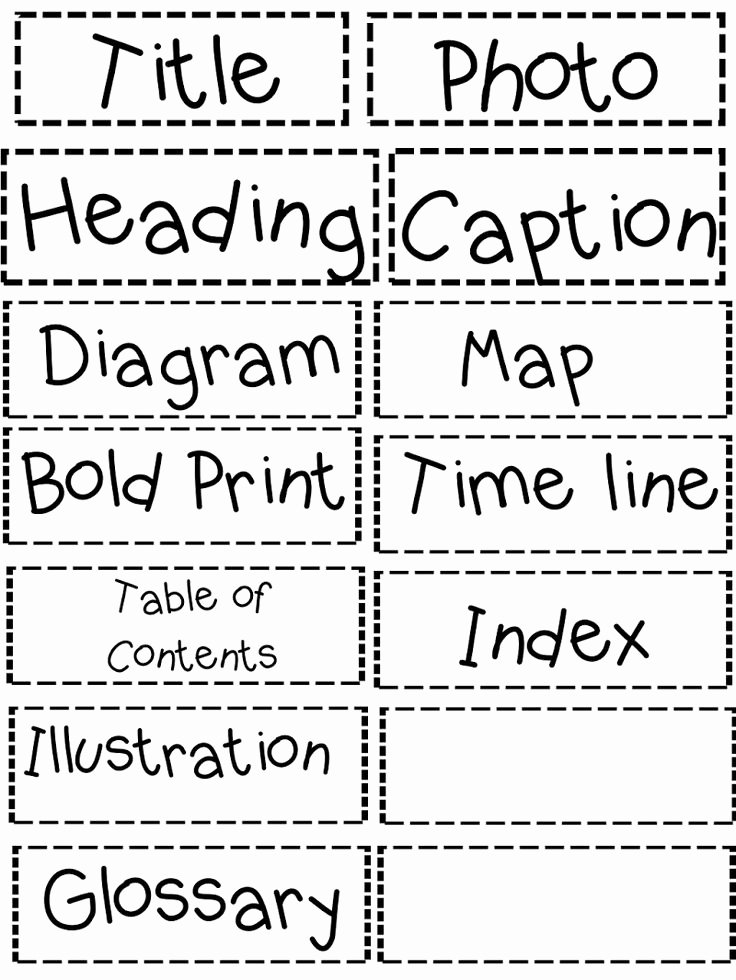 50 Text Features Worksheet 3rd Grade