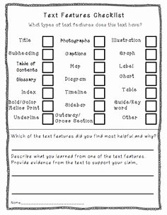 Text Features Worksheet 3rd Grade New 1000 Images About Informational Text Reading On Pinterest