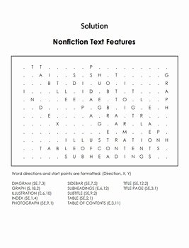 Text Features Worksheet 3rd Grade Unique Nonfiction Text Features Worksheet Word Search 3rd 4th