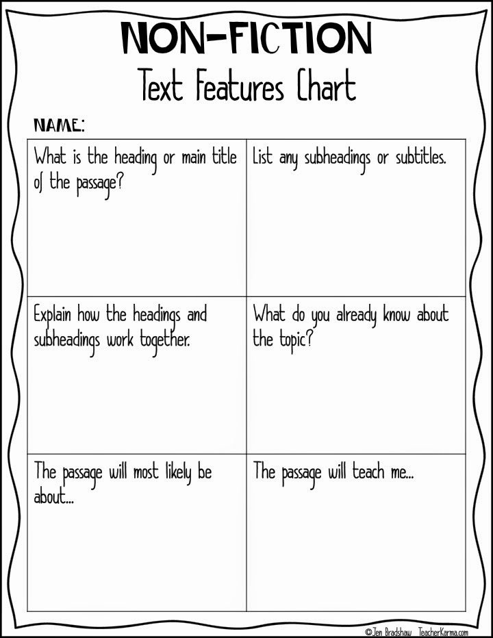 Text Features Printable Worksheet