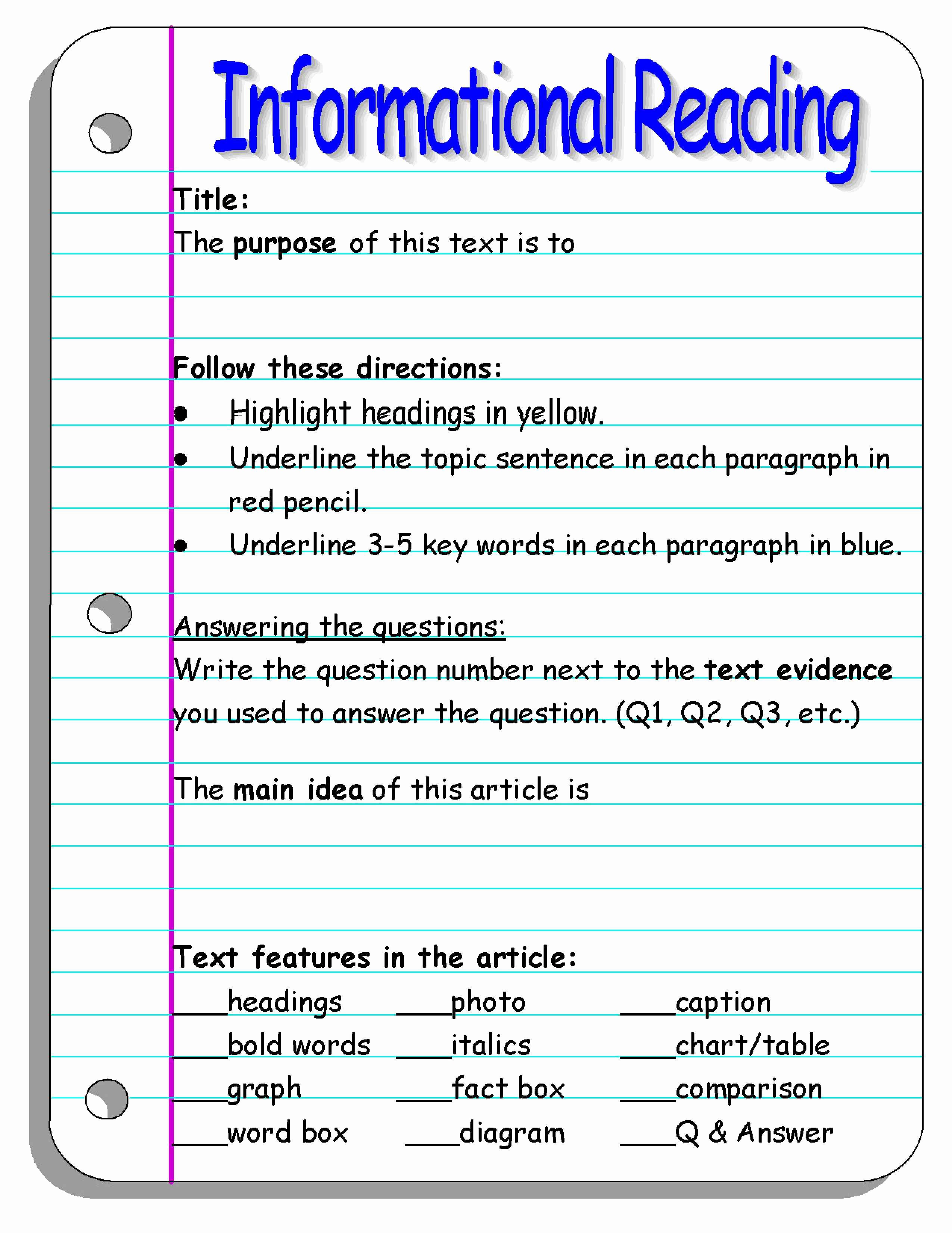 Text Features Worksheet Pdf Best Of Investigating Nonfiction Part 2 Digging Deeper with Close