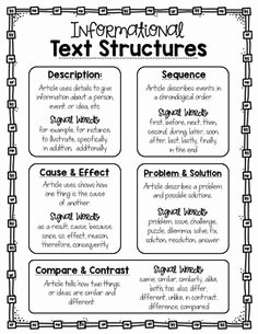 Text Structure Worksheet 4th Grade Lovely Informational Text Structure Matching