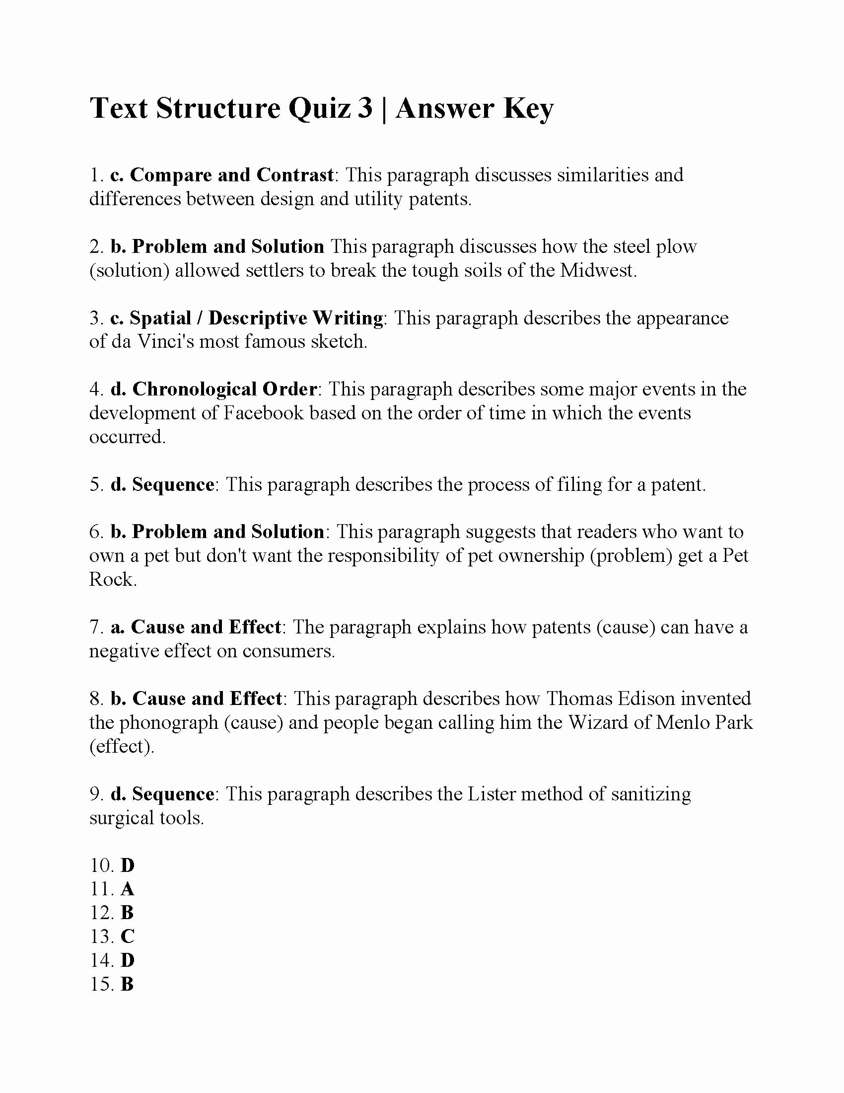 Text Structure Worksheet Pdf Elegant Text Structure Quiz 3