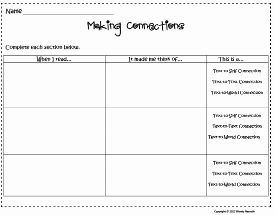 Text to Self Connections Worksheet Awesome 61 Best Teaching Making Connections Images On Pinterest