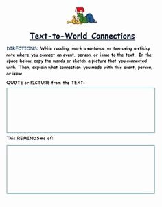 Text to Self Connections Worksheet Lovely Connections On Pinterest