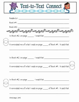 Text to Self Connections Worksheet Luxury Text to Text Connections Worksheet Lesson Plans