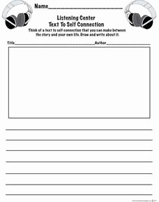 Text to Self Connections Worksheet Unique Text to Self Connection Worksheet for 2nd 5th Grade