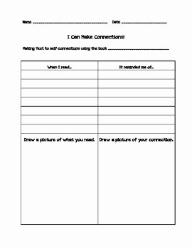 Text to Text Connections Worksheet Best Of I Can Make Connections Text to Self Connection Worksheet