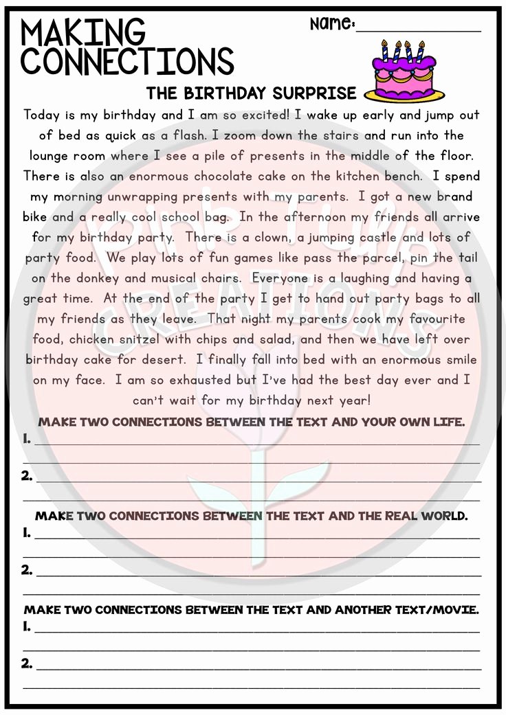 50 Text To Text Connections Worksheet