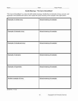 The Cask Of Amontillado Worksheet Inspirational Poe S &quot;the Cask Of Amontillado&quot; Activity Pack by Open
