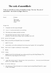 The Cask Of Amontillado Worksheet Lovely English Teaching Worksheets Role Plays