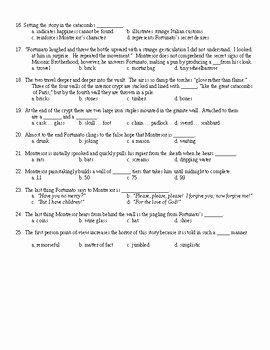 The Cask Of Amontillado Worksheet Luxury the Cask Of Amontillado Multiple Choice Quiz and Key 25