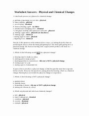 The Chemistry Of Life Worksheet Beautiful Physical Vs Chemical Change Answers Worksheet Answers