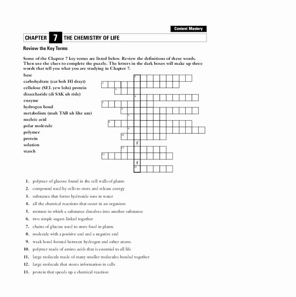The Chemistry Of Life Worksheet Best Of the Chemistry Of Life Worksheet for 7th 12th Grade