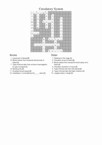 The Circulatory System Worksheet Answers Beautiful Circulatory System Crossword Puzzle Answers 6th 9th