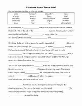 The Circulatory System Worksheet Answers Beautiful This is A Cloze Worksheet Designed as A Review Sheet for