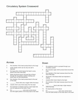 The Circulatory System Worksheet Answers Best Of Circulatory System Crossword Puzzle by Bc Science Guy