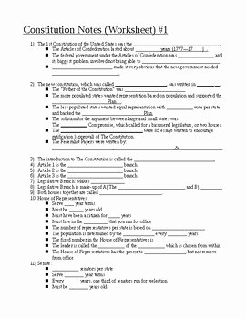 The Constitution Worksheet Answers Best Of Constitution Notes Worksheet with attached Answers by Dr