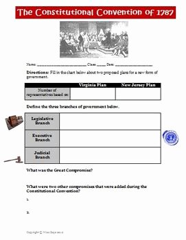 The Constitutional Convention Worksheet Luxury Constitutional Convention Great Promise Worksheet