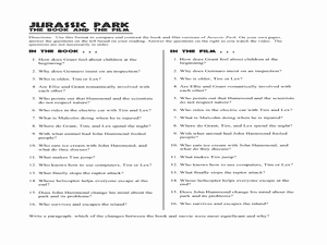 The Core Movie Worksheet Answers Best Of Jurassic Park the Book and the Worksheet for 9th