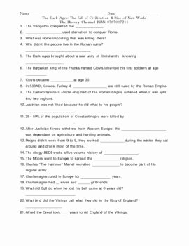 The Dark Ages Video Worksheet Lovely History Channel the Dark Ages Video Viewing Guide by