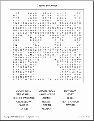 The Dark Ages Video Worksheet Lovely Word Search Castles and Armor Elementary Featuring