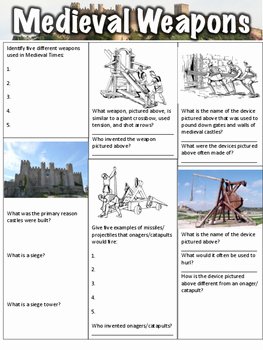 The Dark Ages Video Worksheet Unique Me Val Weapons Worksheet by Middle School History and