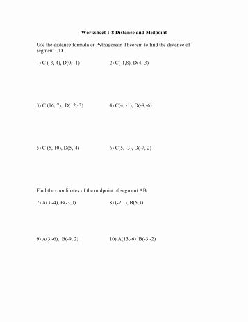 The Distance formula Worksheet Answers Fresh Distance and Midpoint