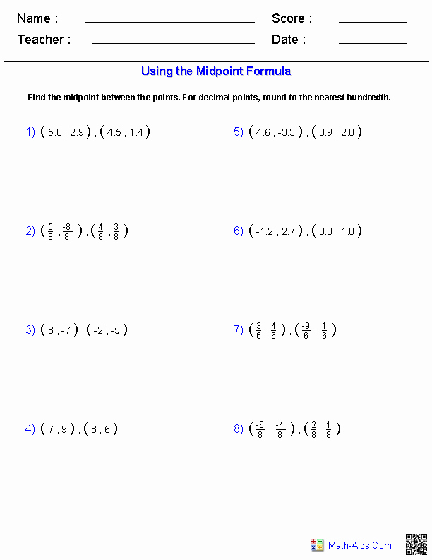 The Distance formula Worksheet Answers Unique Algebra 1 Worksheets
