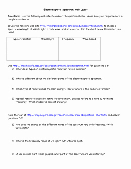 The Electromagnetic Spectrum Worksheet Answers Beautiful Electromagnetic Spectrum Web Quest