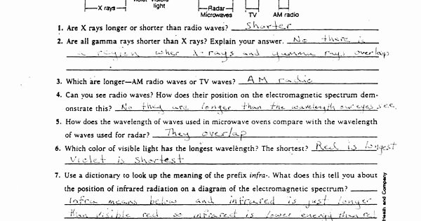 The Electromagnetic Spectrum Worksheet Answers Fresh Electromagnetic Spectrum Worksheet