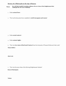 The Enlightenment Worksheet Answers Fresh Philosophy In the Age Of Reason Worksheet for 9th 11th