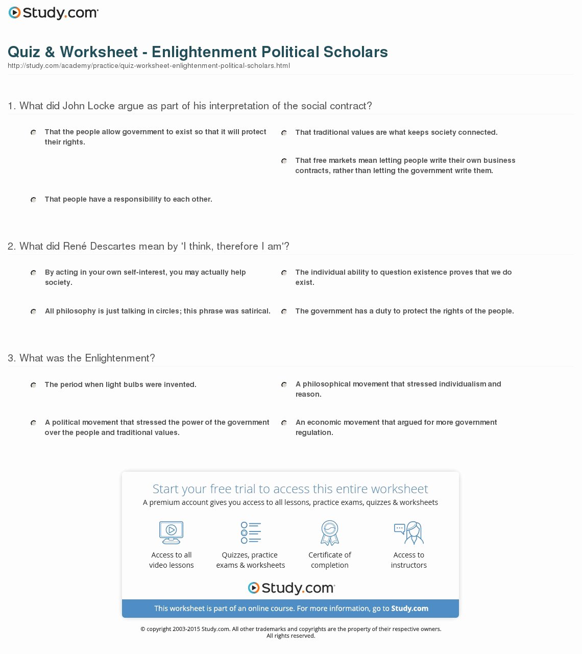 50 The Enlightenment Worksheet Answers