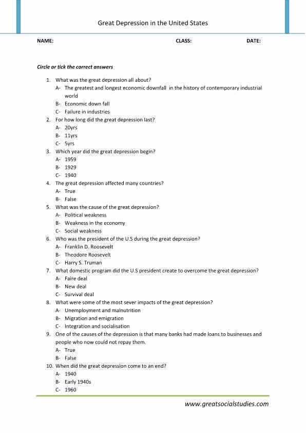 The Great Depression Worksheet Beautiful the Great Depression Summary Super Teachers Worksheets