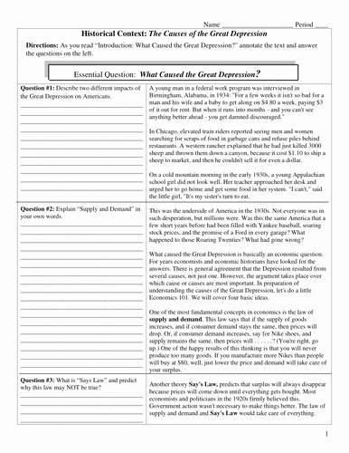 The Great Depression Worksheet Best Of Bundle – the Great Depression– 13 Day Unit Plan Secondary