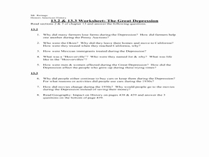 The Great Depression Worksheet Best Of Hoovervilles Lesson Plans &amp; Worksheets
