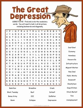 The Great Depression Worksheet Fresh the Great Depression Word Search Puzzle