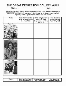 The Great Depression Worksheet Lovely the Great Depression Gallery Walk Worksheet by Mrs Fs