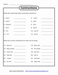 The Language Of Science Worksheet Lovely Free Printable Contraction Worksheets