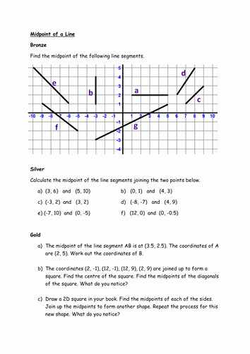 The Midpoint formula Worksheet New Midpoint Of A Line Segment Worksheet with Answers by