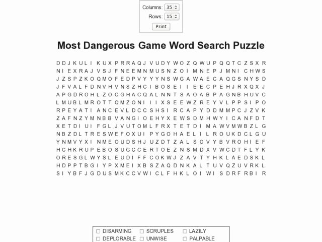 The Most Dangerous Game Worksheet Awesome Most Dangerous Game Word Search Puzzle Worksheet for 8th