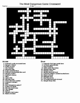 The Most Dangerous Game Worksheet Fresh the Most Dangerous Game Crossword &amp; Word Search with Keys