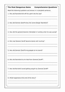 The Most Dangerous Game Worksheet Inspirational Richard Connell &quot;the Most Dangerous Game&quot; Worksheets by